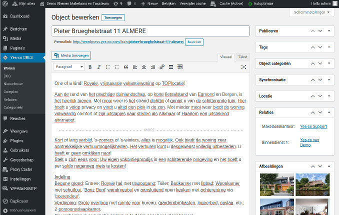 Object details in de WPadmin